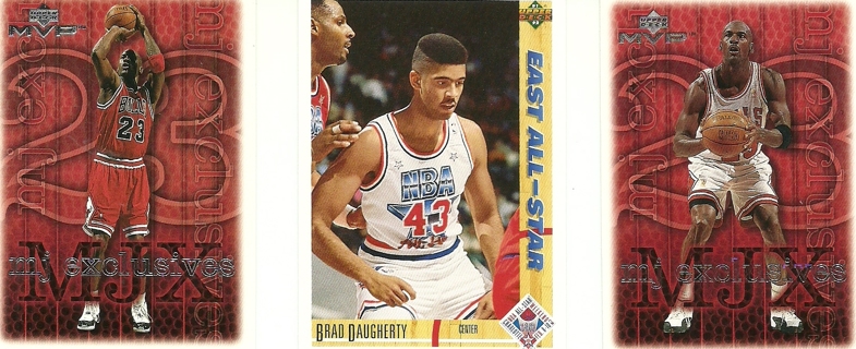 Three 1991-1999 Upper Deck Basketball Cards Including Michael Jordan MJ Exclusives & Brad Daugherty