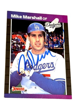 Autographed 1989 Donruss Baseball Card Mike Marshall Los Angeles Dodgers #110