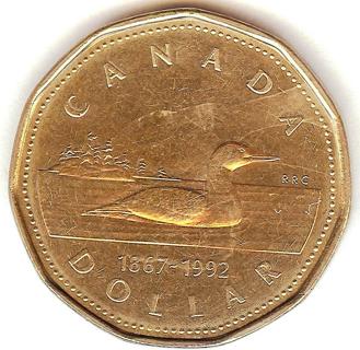 1992 Canada One Dollar Loonie Coin