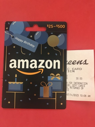$30 AMAZON GIFT CARD! DIGITAL DELIVERY