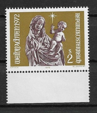 1972 Austria Sc933 Christmas/Madonna & Child Wood Carving MNH