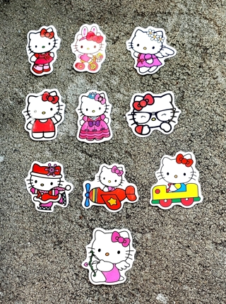 HELLO KITTY LARGE WATERPROOF GLOSSY STICKERS STYLE 1 FOR LAPTOP SCRAPBOOK WATER BOTTLE SKATEBOARD 