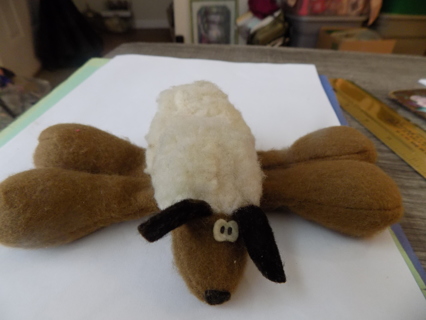 mini sheep plush with all 4 legs straight out and fleece wool on his back