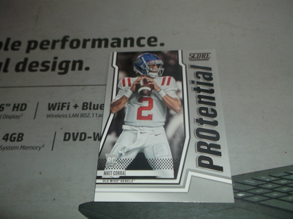 2022 Panini Score   protential    Matt Corral    rookie   insert  card  #  P-MC   Ole Miss Rebels