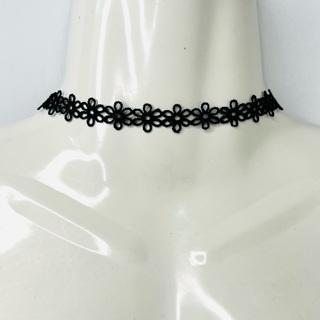 Black Daisy Cord Choker Necklace Flower