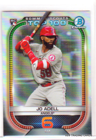 Jo Adell, 2021 Bowman Chrome Top 100 ROOKIE Card #6, California Angels, (EL4)