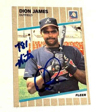 Autograph 1989 Fleer Baseball 594 Dion James-Braves/With 781 Hits Inscription