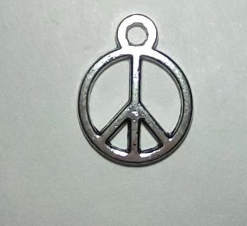 Small silver tone peace sign charm
