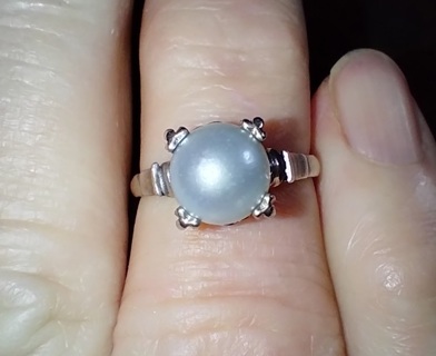 RING SILVER ANTIQUE WITH A REAL BEAUTIFUL LIGHT GRAY PEARL JUST FANTASTIC ONE WEEK SALE ONLY!