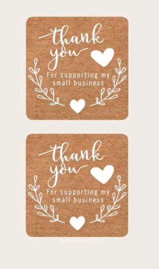 ➡️⭕(4) 1.57 x 1.57" craft paper thank you stickers BNWOT.