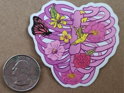 Floral Ribcage w/ Butterfly & Bird Sticker