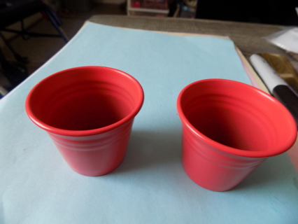 Set of 2 coral color mini metal buckets/flower pots 2 inch # 3