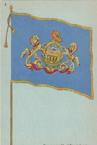 Vintage Unused Postcard: h: Commonwealth of Pennsylvania state Flag