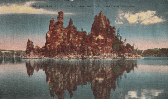 Vintage Used Postcard: Pre Linen: Phantom Ship, Crater Lake, Oregon