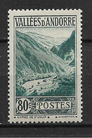 1940 Andorra (French) Sc46A 80c Gorge of St. Julia MH