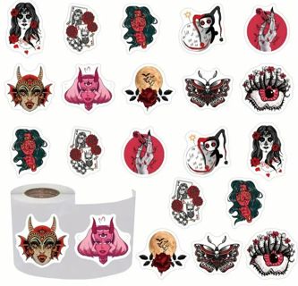 ➡️⭕NEW⭕(10) 1" RED GOTHIC STICKERS!! SUGAR SKULL⭕