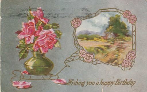 Vintage Used Postcard: (z): 1909 Wishing You A Happy Birthday