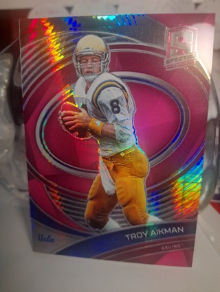 2022 Troy Aikman Panini Chronicles Neon Pink Spectra Refractor #D 64/75