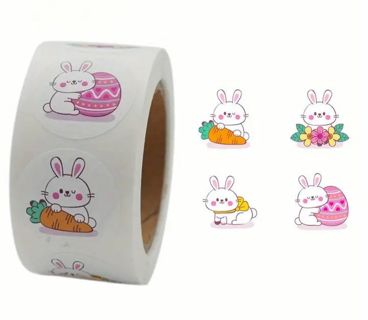 ↗️⭕NEW⭕(8) 1" EASTER BUNNY STICKERS!!⭕