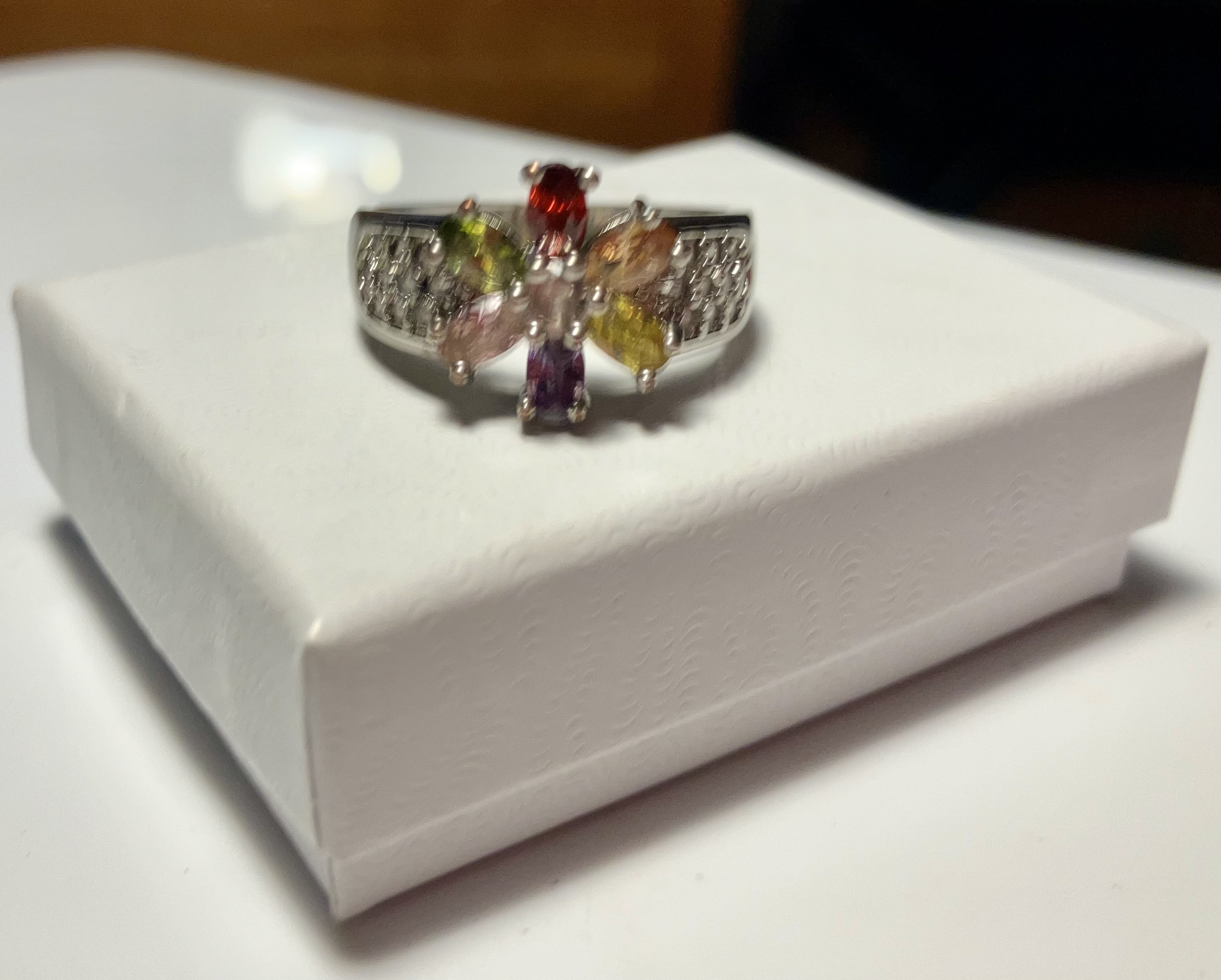 FREE: Silver Multi Stoned Ring!