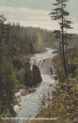 Vintage Used Postcard: k: 1909 Black River Falls near Ironwood, MI