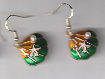 GP ENAMEL BIG GREEN SHELL EARRINGS (PLEASE READ DESCRIPTION