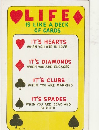 Vintage Unused Postcard: Comic: (g1): Life is Like A Deck of Cards