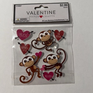 3D Love Monkeys Embellishment