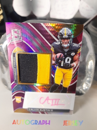 Calvin Austin Auto Jersey #D 21/25 Steelers Spectra Foil