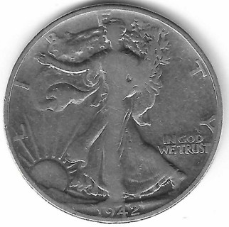 1942 Walking Liberty Half Dollar 90% Silver U.S. 50 Cent Coin