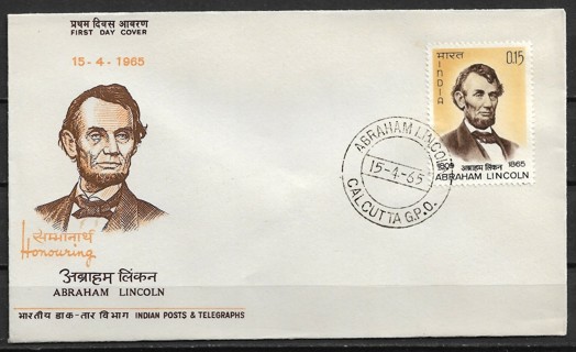 1965 India Sc400 Abraham Lincoln FDC