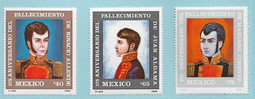 1986 Mexico Sc1445-7 Independence War Heroes MNH C/S of 3