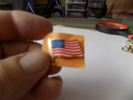 Enameled waving American flag lapel hat pin