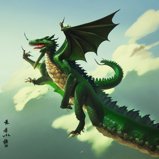 Listia Digital Collectible: Green Dragon Defending His Territory