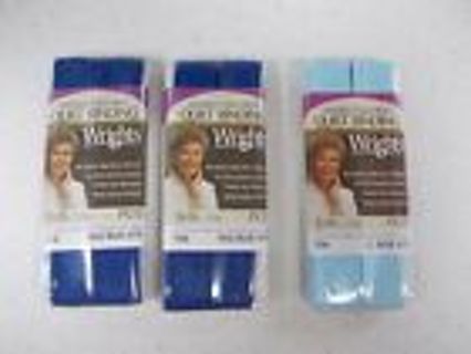 QTY. 3 NEW Sealed Packs of Wrights Double Fold Bias Tape 3 Yards Each