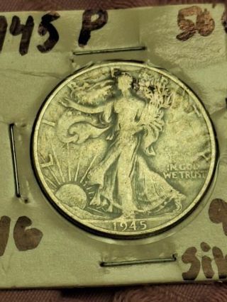 1945 P Silver Walking Liberty Half Dollar USA 50 cent coin VG 90% Silver