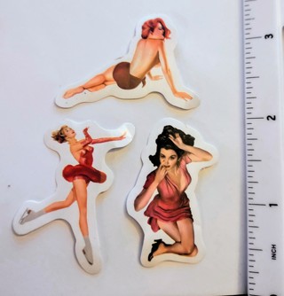 Vintage Looking Pinup Stickers Lot of 3