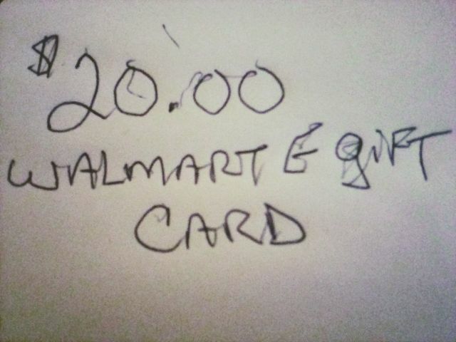 FREE: $20.00 WALMART E GIFT CARD