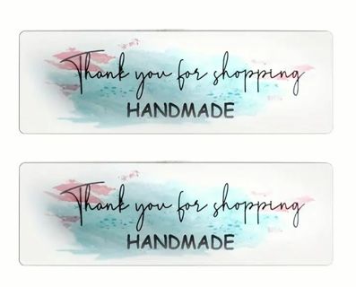 ➡️⭕(2) 3 x 1" 'Thank you for shopping Handmade' STICKERS!!