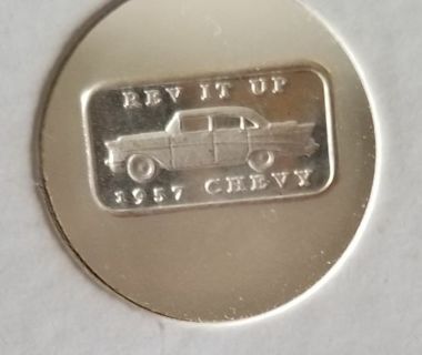 One gram .999 pure fine Silver Art Bar collectible " 1957 Chevy" Rev it Up!