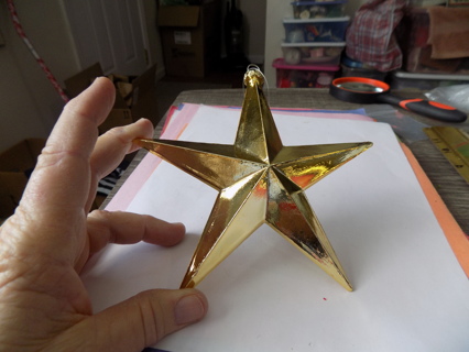 6 inch tall gold star double sided 3D ornament # 1