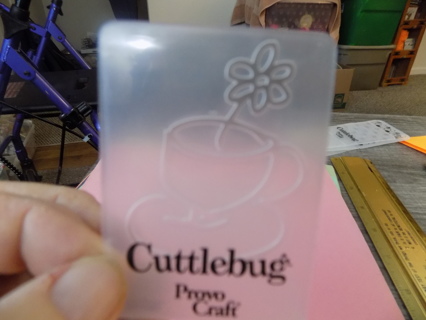 Cuttlebug die cut stamp steaming cup of coffee scrapbook embossing stencil