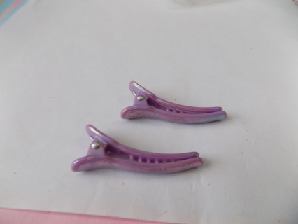 Pair of purple pearlescent hair clips