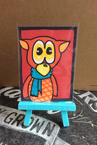 Leo the Owl original drawing aceo