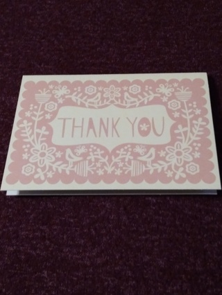 Pink Floral-Bird Notecard - Thank You