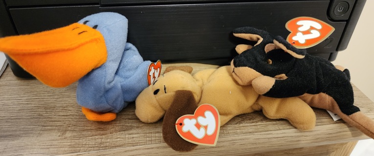 NEW - TY Teenie Beanie Babies - "Scoop", "Doby" & "Bones"