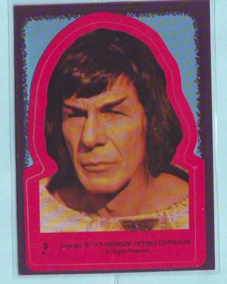 1979 Star Trek The Motion Picture SPOCK STICKER Trading Card # 3