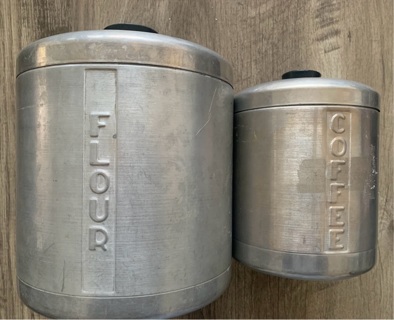 Vintage Aluminum Flour & Coffee Canisters 1960’s Set Of 2