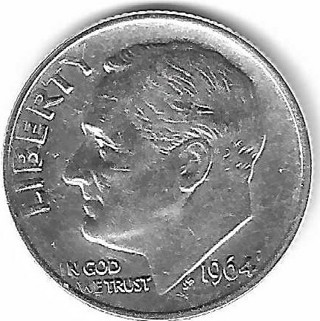 1964 Roosevelt Dime 90% Silver U.S. 10 Cent Coin