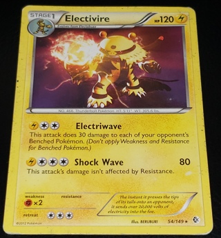 ⚡ Pokemon Card Electivire 54/149 Rare ⚡ 120 HP Black & White: Boundaries Crossed